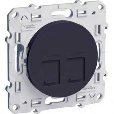 Prise double RJ45 Anthracite, sans connecteur