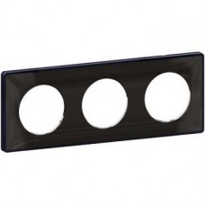 Plaque de finition support Anthracite 3 postes entraxe 71mm Noir