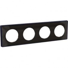 Plaque de finition support Anthracite 4 postes entraxe 71mm Noir